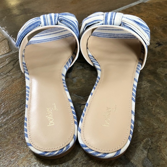 🍃💕NIB Botkier New York Striped Beach Bow Slides - Picture 8 of 12